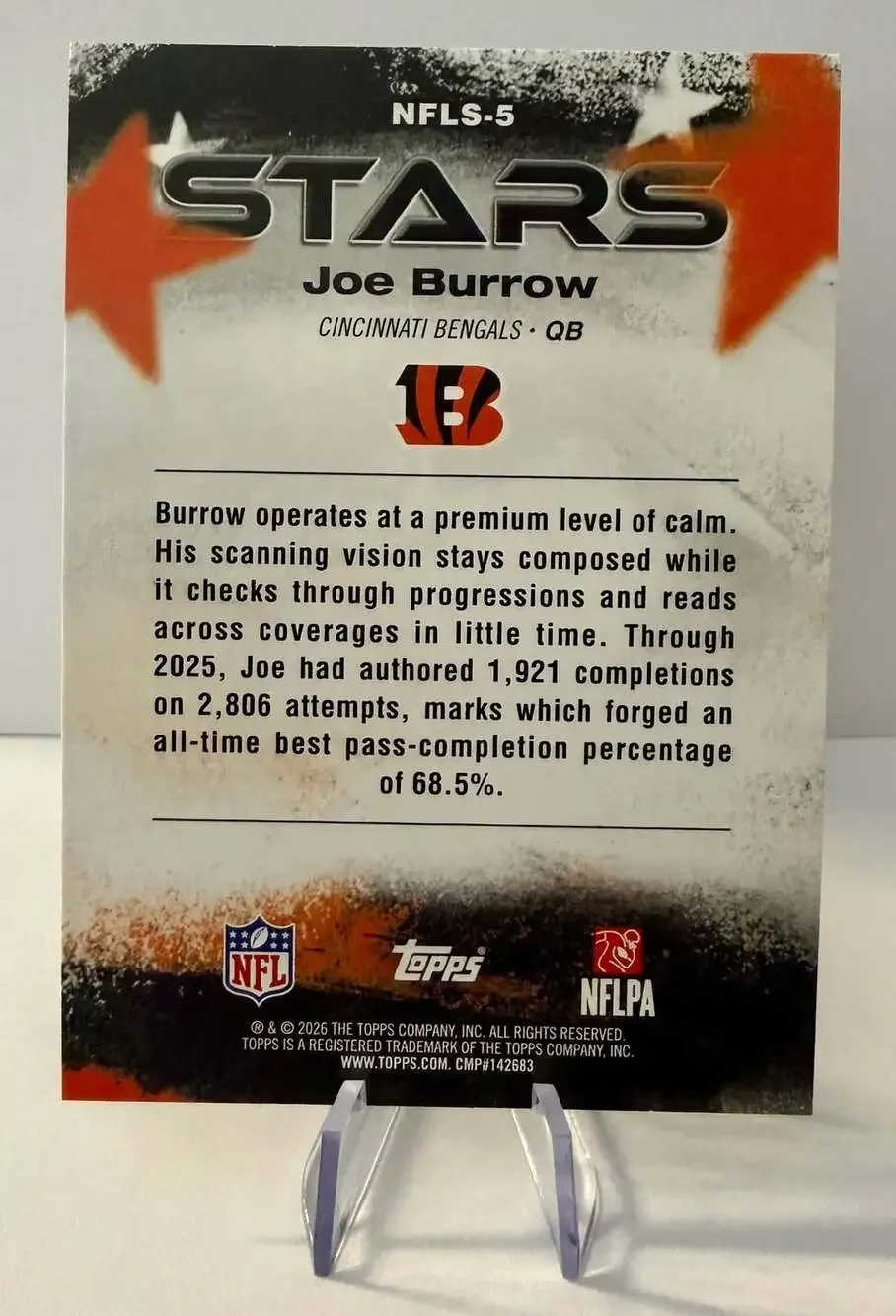 Joe Burrow 2026 Topps Flagship NFL Stars Football Card Cincinnati Bengals Match